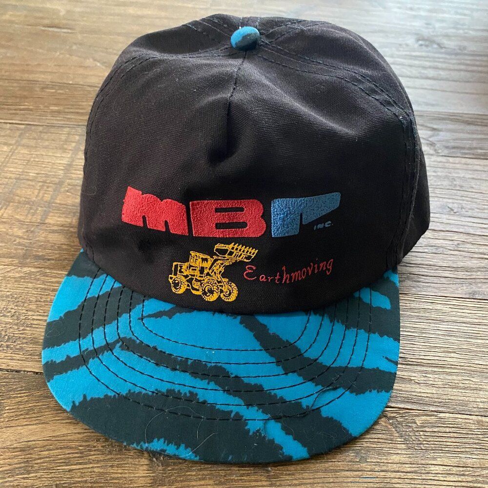 Vintage MBR Earthmoving Snapback Trucker Cap Hat One Size OS VTG Made In USA